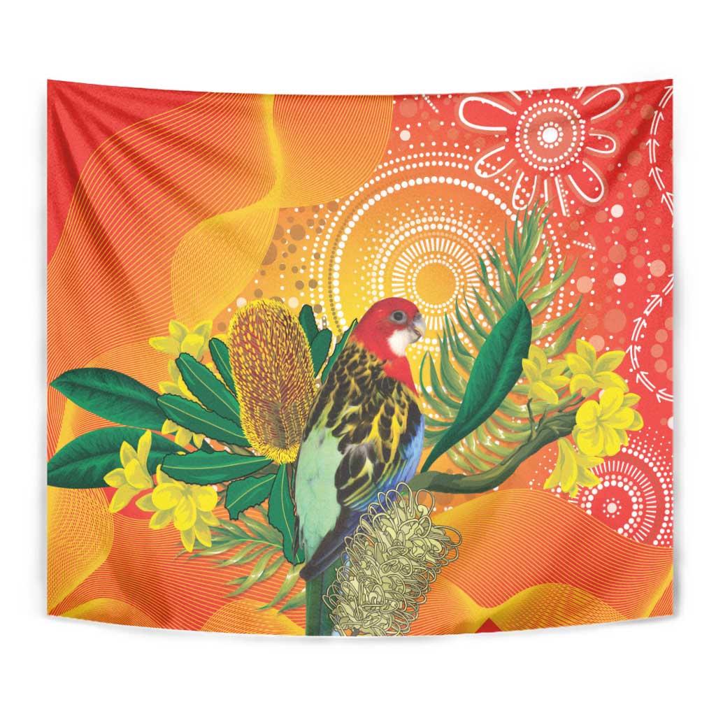 Eastern Rosella Australia Tapestry Banksia Aboriginal Art - Aussie Hoodie