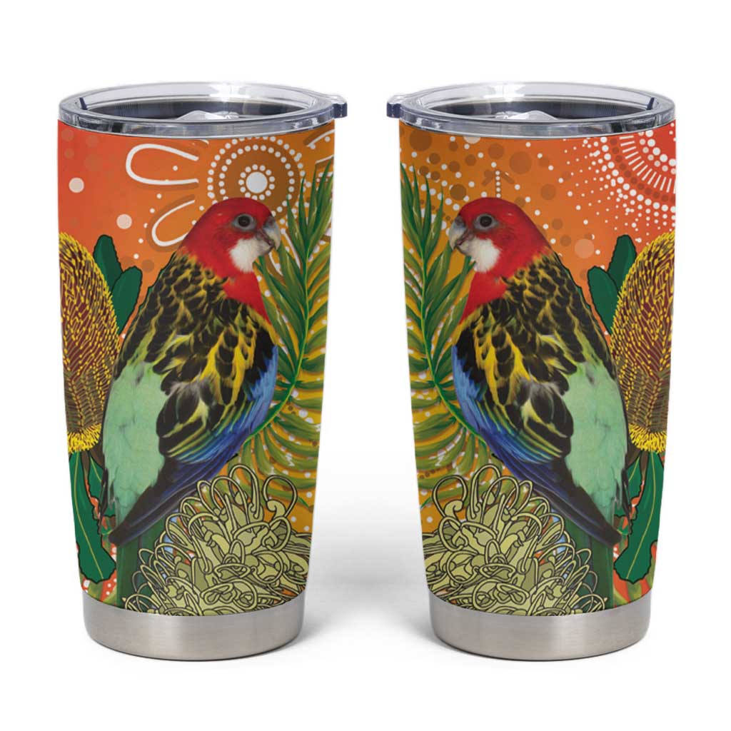 Eastern Rosella Australia Tumbler Cup Banksia Aboriginal Art - Aussie Hoodie
