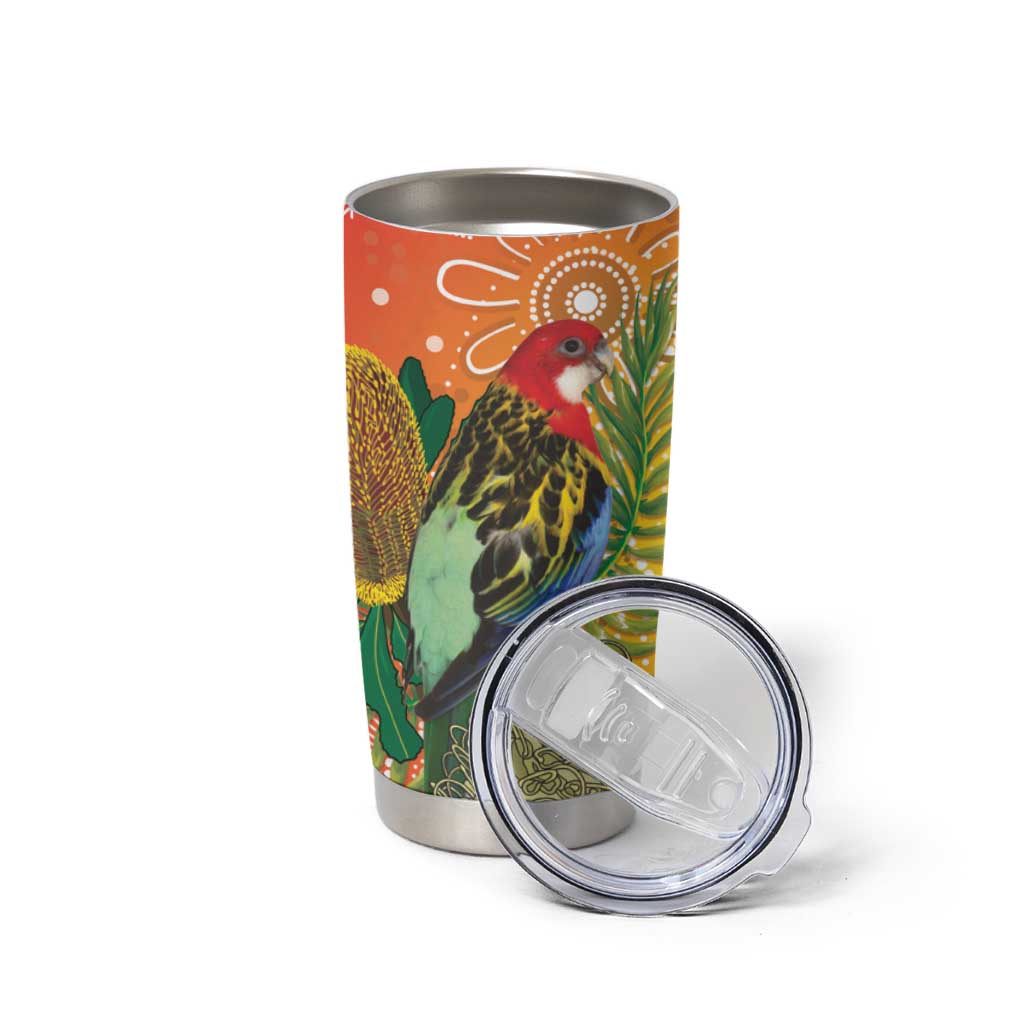 Eastern Rosella Australia Tumbler Cup Banksia Aboriginal Art - Aussie Hoodie