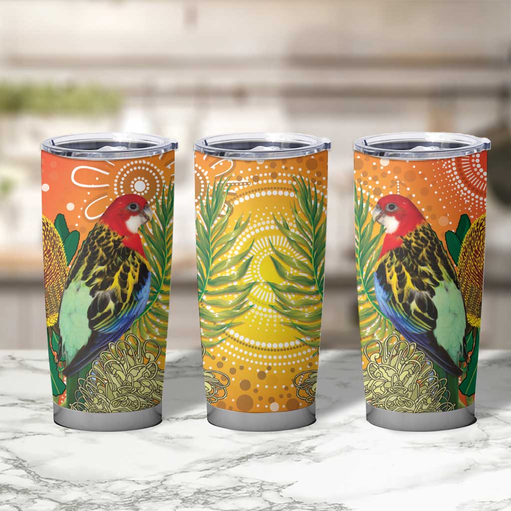 Eastern Rosella Australia Tumbler Cup Banksia Aboriginal Art - Aussie Hoodie