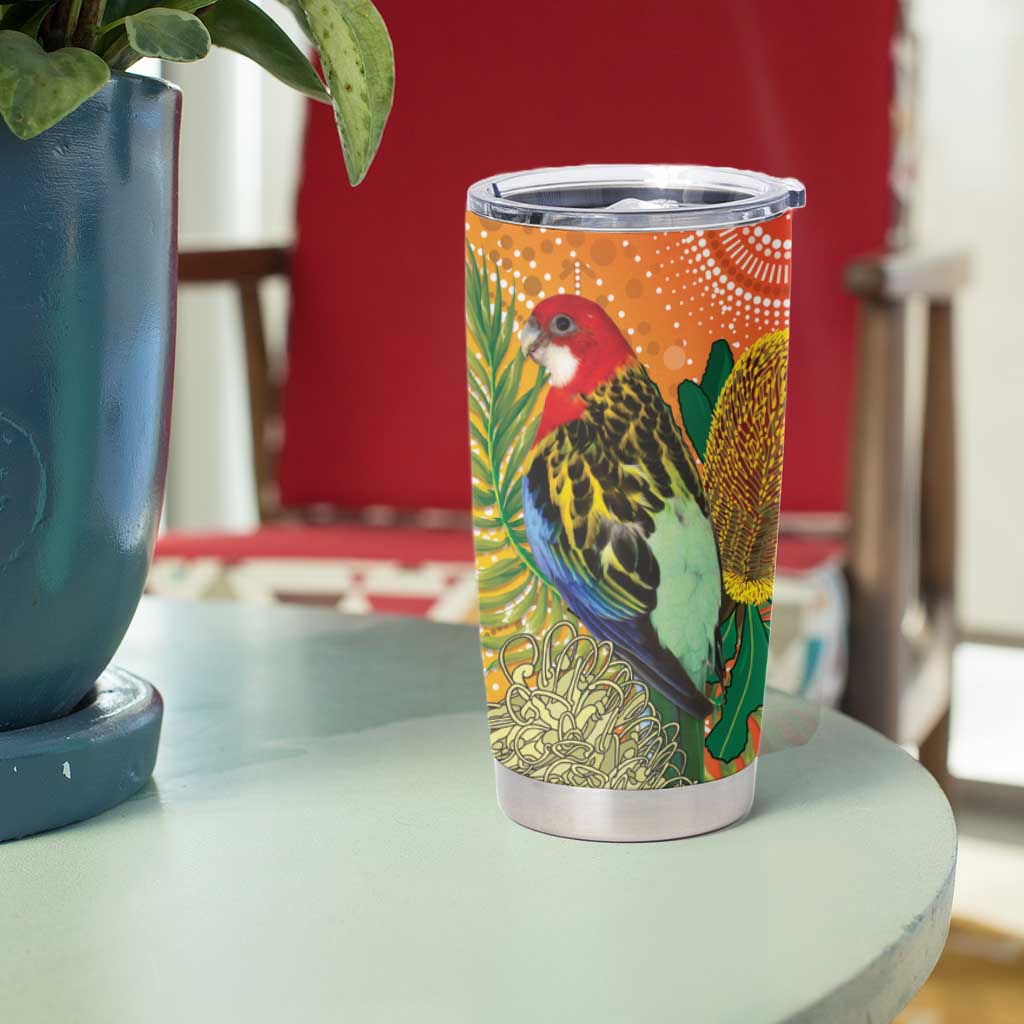 Eastern Rosella Australia Tumbler Cup Banksia Aboriginal Art - Aussie Hoodie