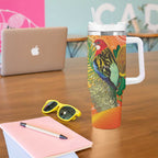 Eastern Rosella Australia Tumbler With Handle Banksia Aboriginal Art - Aussie Hoodie