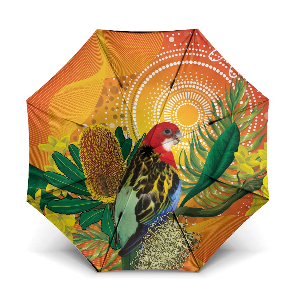 Eastern Rosella Australia Umbrella Banksia Aboriginal Art - Aussie Hoodie