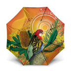 Eastern Rosella Australia Umbrella Banksia Aboriginal Art - Aussie Hoodie