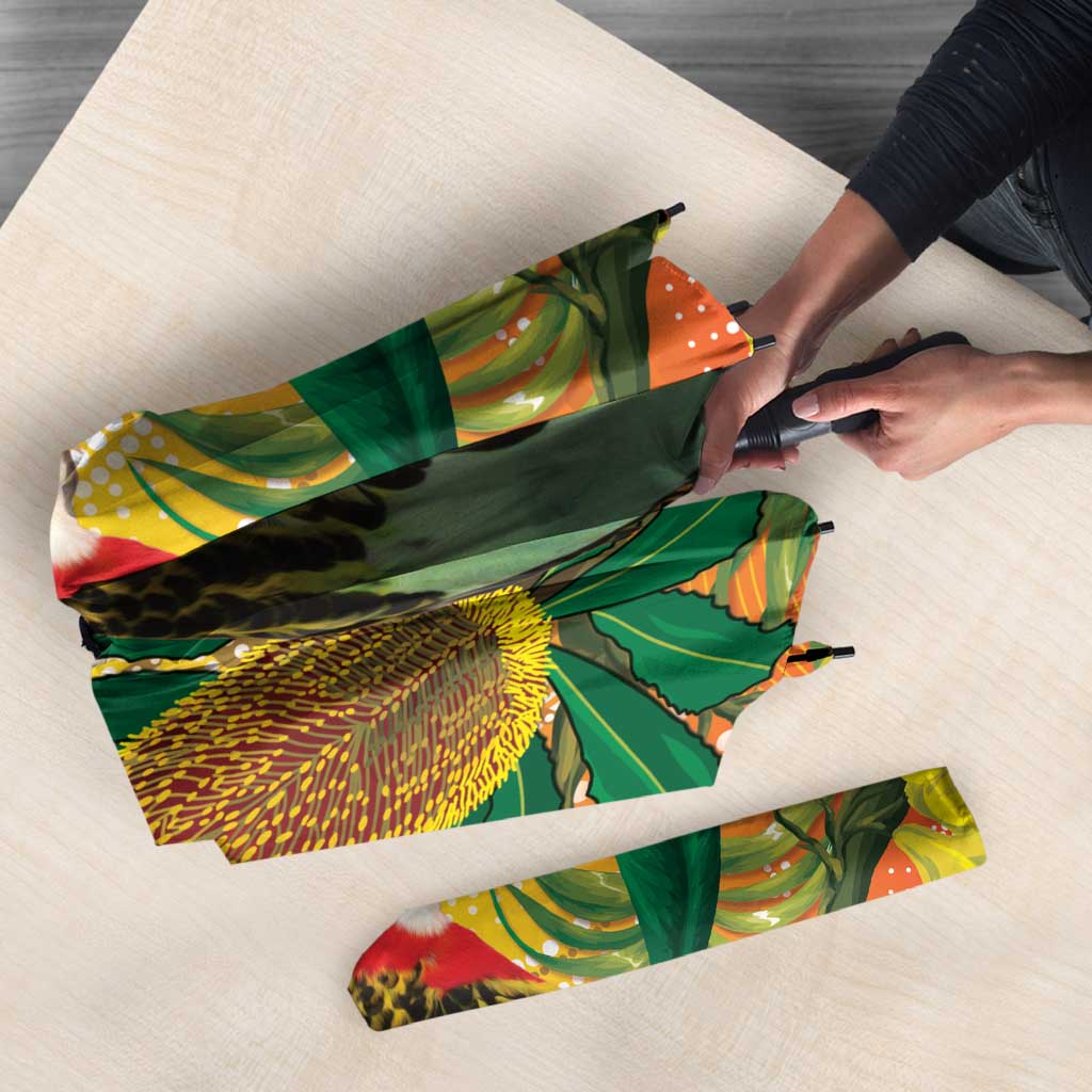 Eastern Rosella Australia Umbrella Banksia Aboriginal Art - Aussie Hoodie