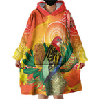Eastern Rosella Australia Wearable Blanket Hoodie Banksia Aboriginal Art - Aussie Hoodie