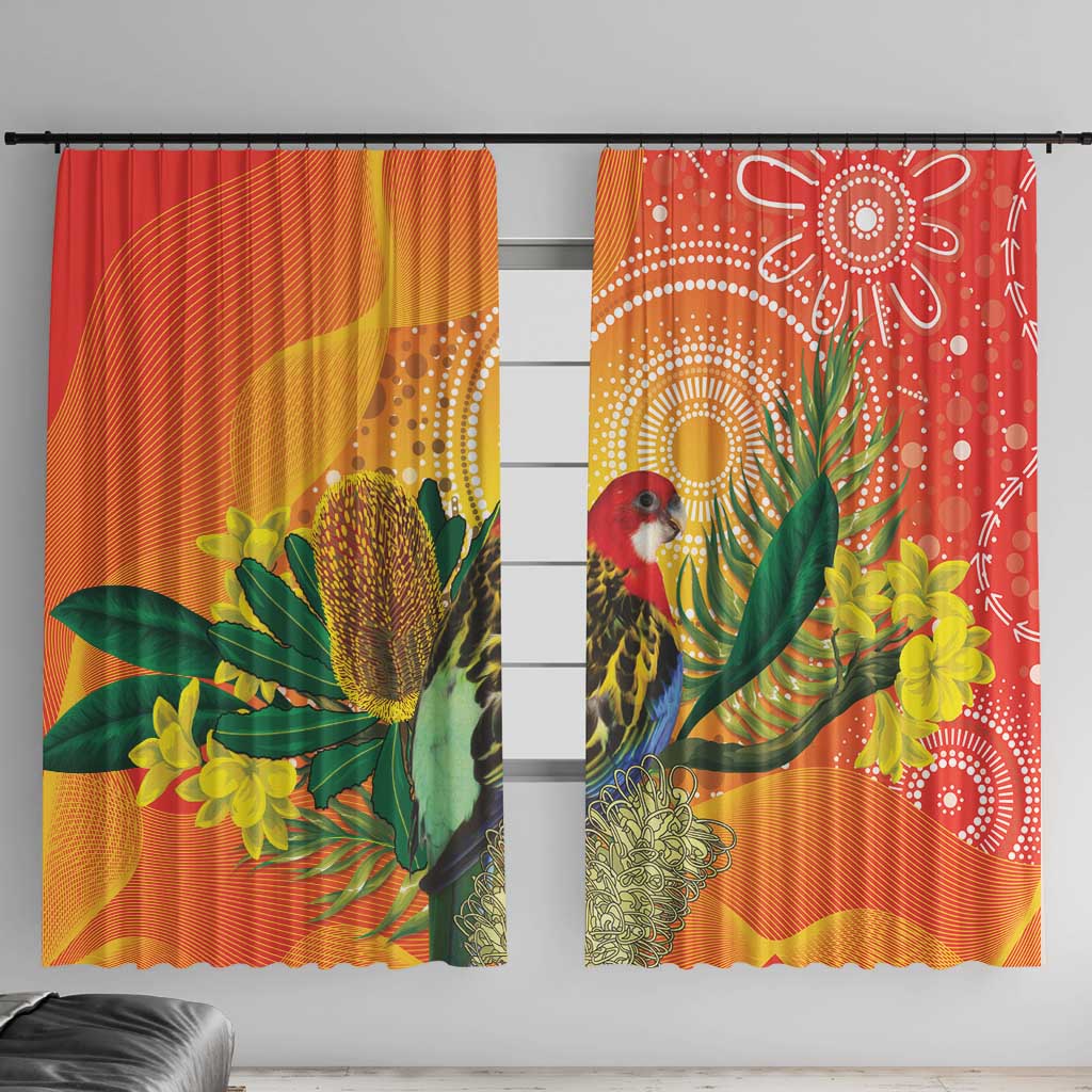 Eastern Rosella Australia Window Curtain Banksia Aboriginal Art - Aussie Hoodie