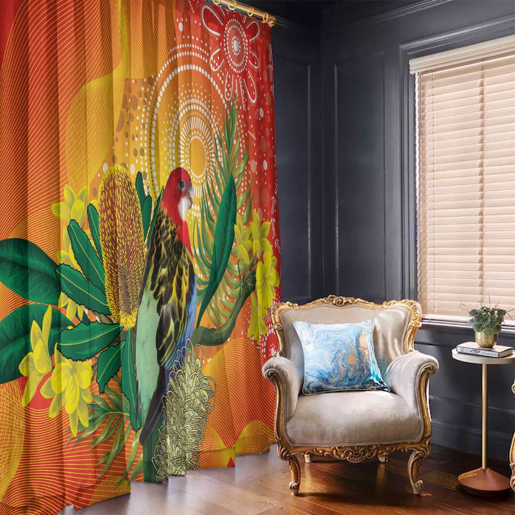 Eastern Rosella Australia Window Curtain Banksia Aboriginal Art - Aussie Hoodie