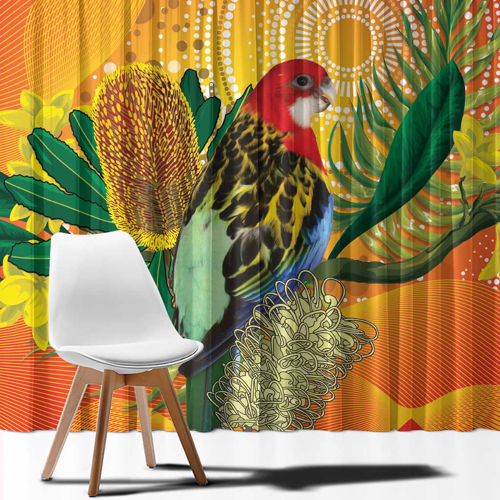 Eastern Rosella Australia Window Curtain Banksia Aboriginal Art - Aussie Hoodie