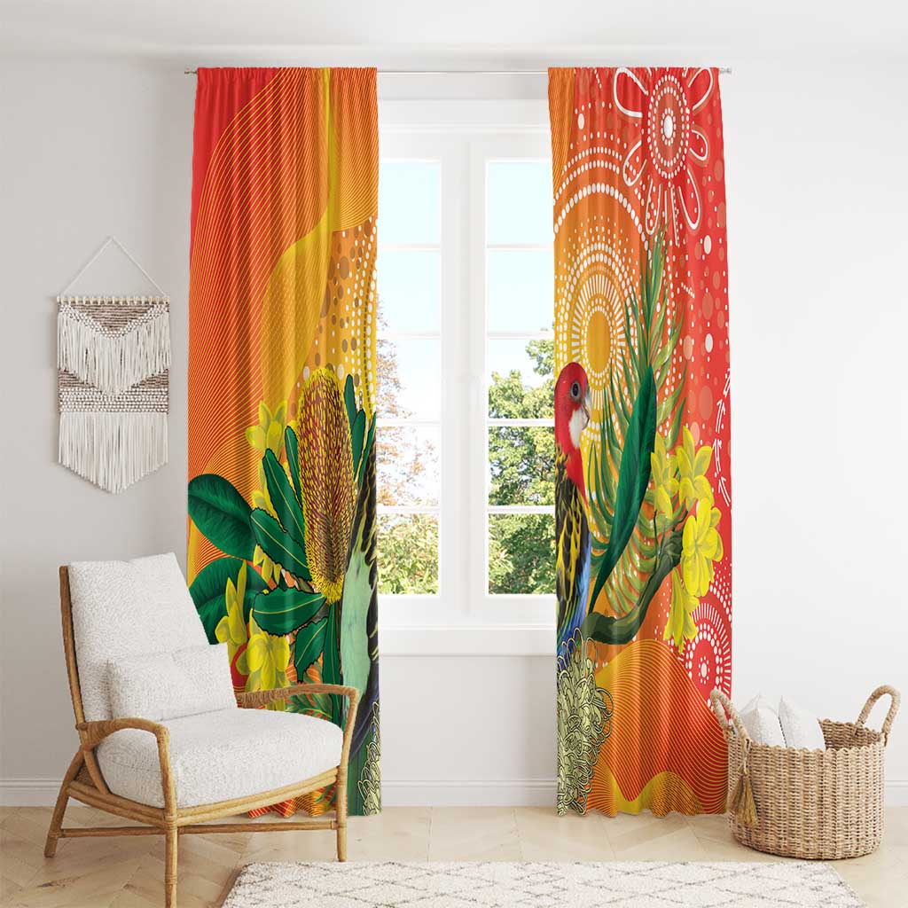 Eastern Rosella Australia Window Curtain Banksia Aboriginal Art - Aussie Hoodie