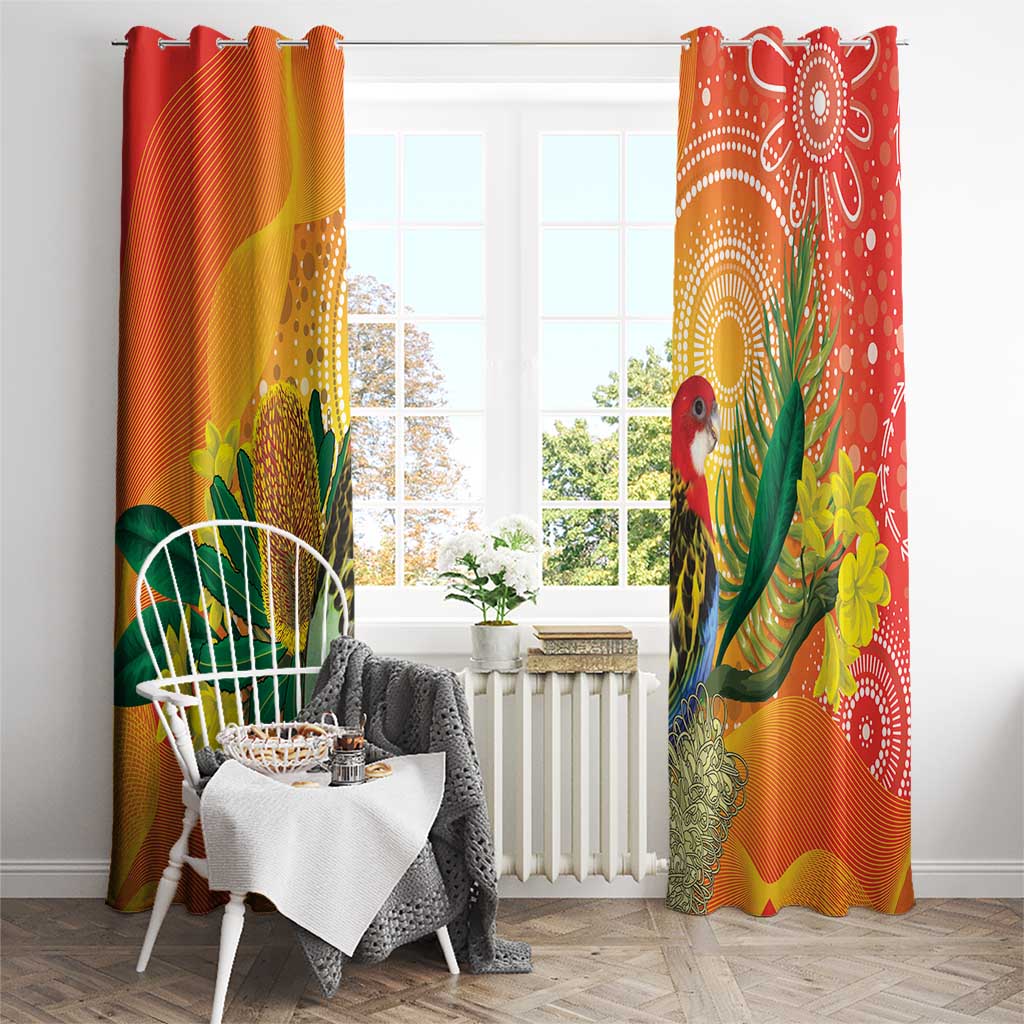 Eastern Rosella Australia Window Curtain Banksia Aboriginal Art - Aussie Hoodie