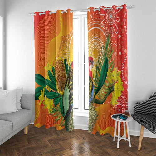 Eastern Rosella Australia Window Curtain Banksia Aboriginal Art - Aussie Hoodie