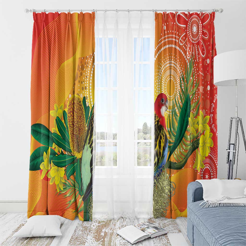 Eastern Rosella Australia Window Curtain Banksia Aboriginal Art - Aussie Hoodie