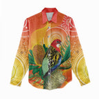 Eastern Rosella Australia Women Casual Shirt Banksia Aboriginal Art - Aussie Hoodie