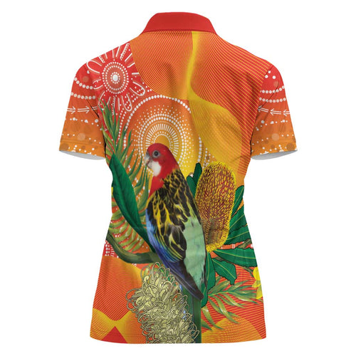 Eastern Rosella Australia Women Polo Shirt Banksia Aboriginal Art - Aussie Hoodie