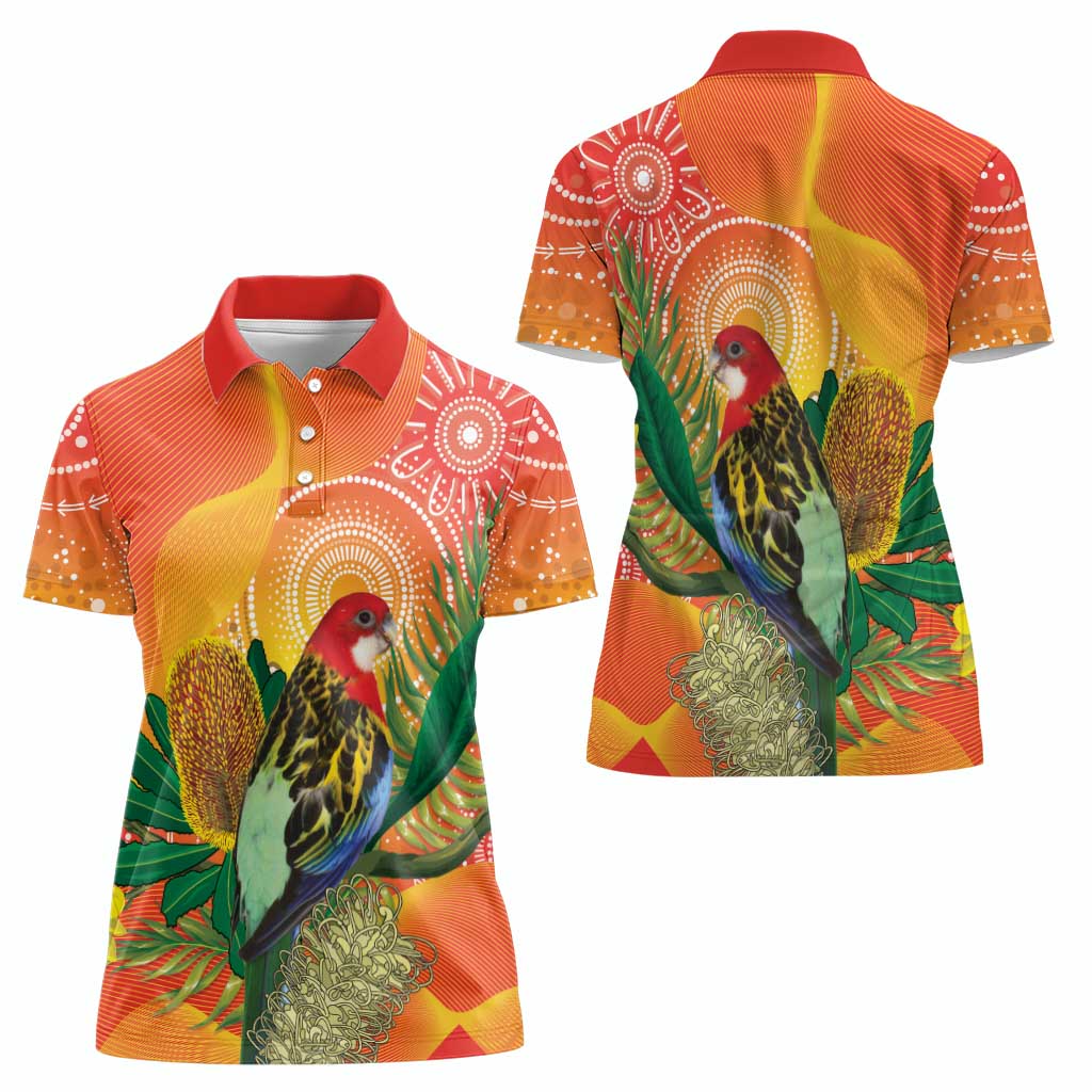 Eastern Rosella Australia Women Polo Shirt Banksia Aboriginal Art - Aussie Hoodie
