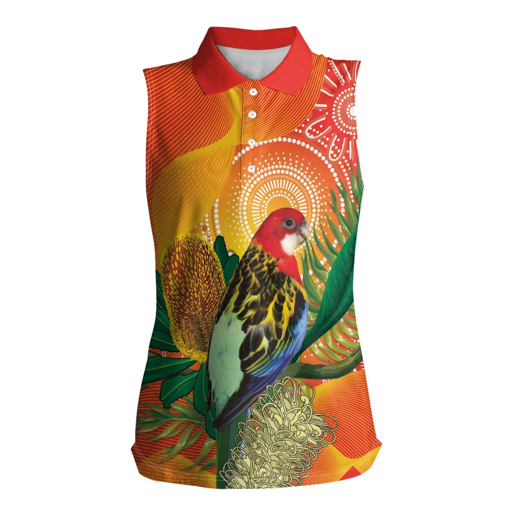 Eastern Rosella Australia Women Sleeveless Polo Shirt Banksia Aboriginal Art - Aussie Hoodie