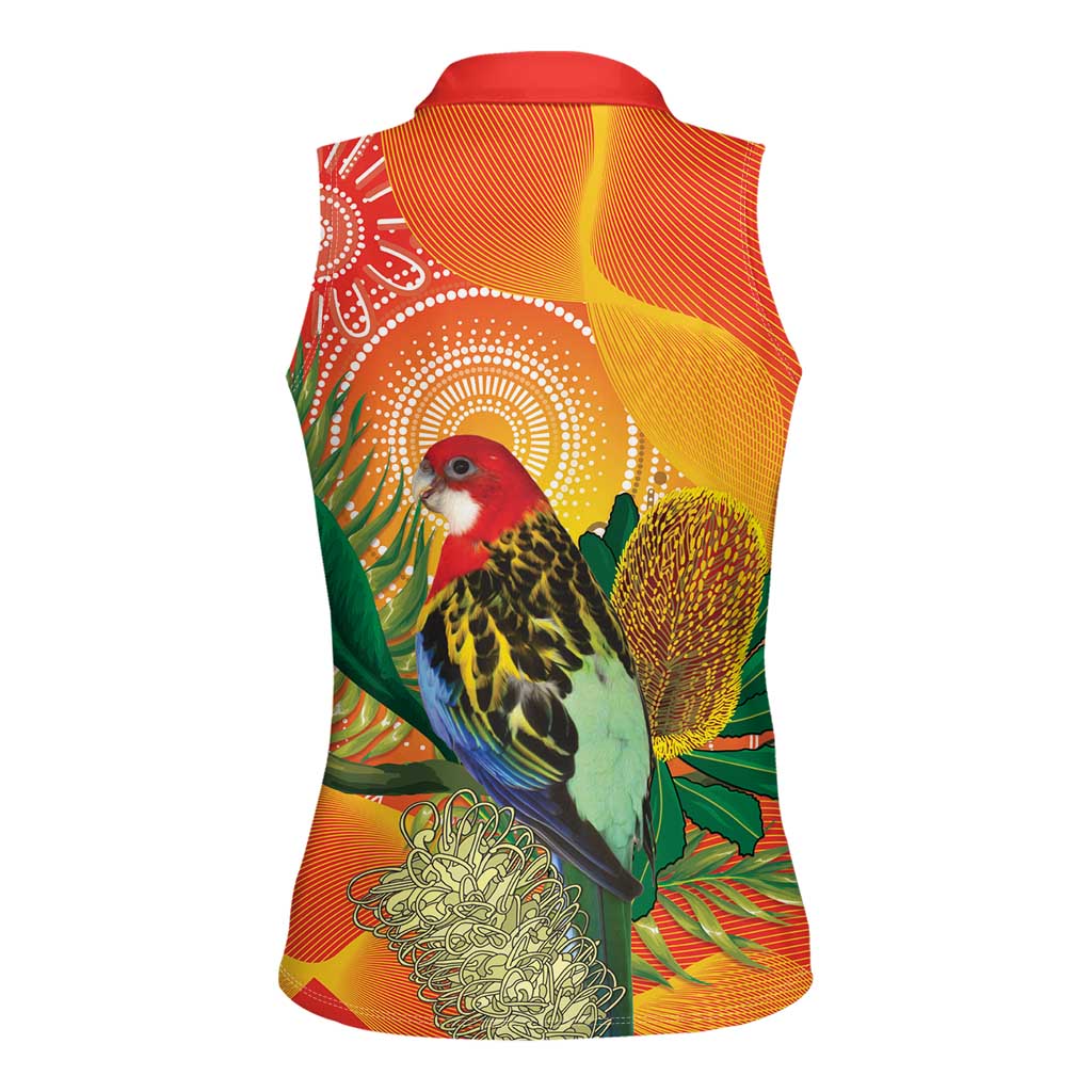 Eastern Rosella Australia Women Sleeveless Polo Shirt Banksia Aboriginal Art - Aussie Hoodie