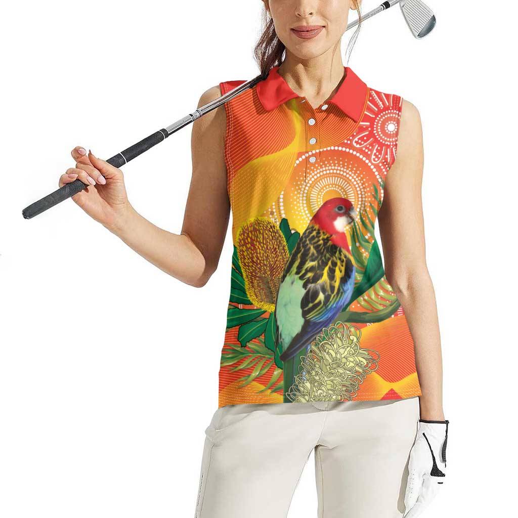 Eastern Rosella Australia Women Sleeveless Polo Shirt Banksia Aboriginal Art - Aussie Hoodie
