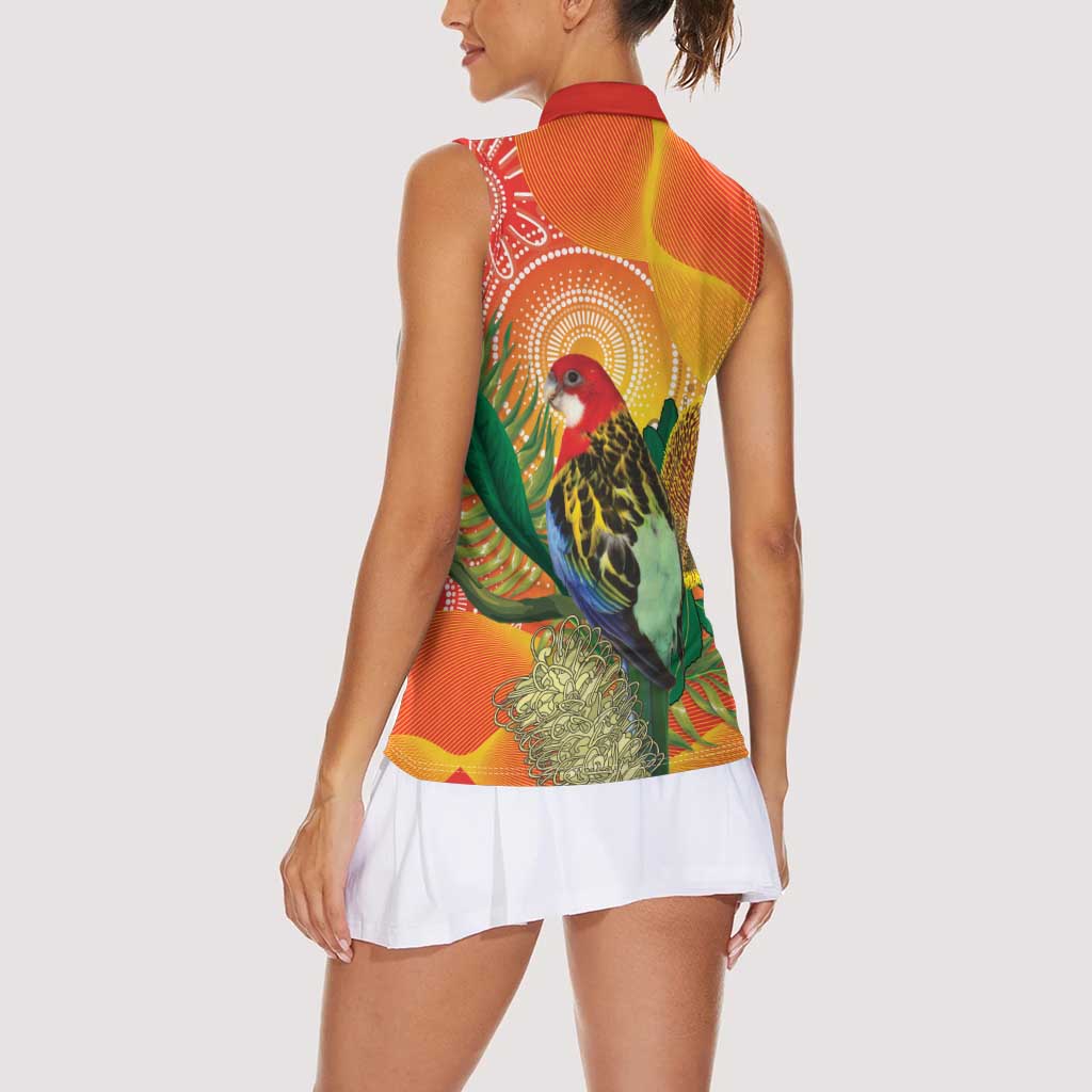 Eastern Rosella Australia Women Sleeveless Polo Shirt Banksia Aboriginal Art - Aussie Hoodie
