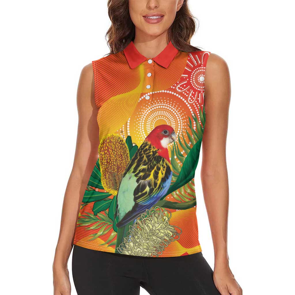 Eastern Rosella Australia Women Sleeveless Polo Shirt Banksia Aboriginal Art - Aussie Hoodie