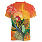 Eastern Rosella Australia Women V-Neck T-Shirt Banksia Aboriginal Art - Aussie Hoodie