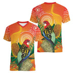 Eastern Rosella Australia Women V-Neck T-Shirt Banksia Aboriginal Art - Aussie Hoodie