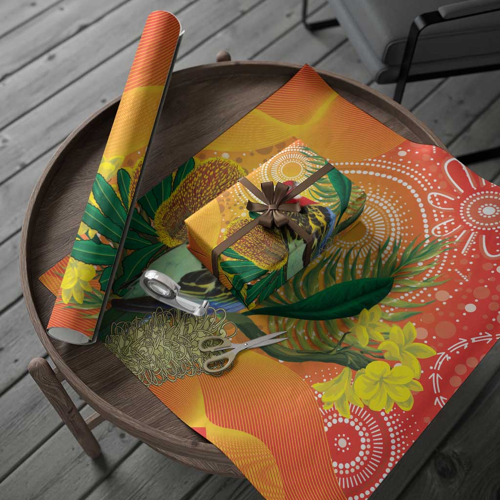 Eastern Rosella Australia Wrapping Paper Banksia Aboriginal Art - Aussie Hoodie