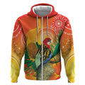 Eastern Rosella Australia Zip Hoodie Banksia Aboriginal Art - Aussie Hoodie