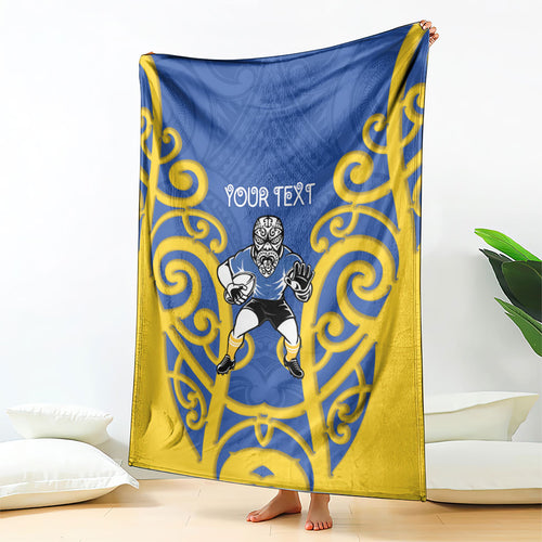 Otago Custom Rugby New Zealand Blanket Aotearoa Maori Pukana Tiki Mascot
