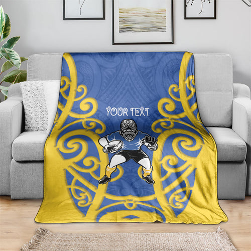 Otago Custom Rugby New Zealand Blanket Aotearoa Maori Pukana Tiki Mascot