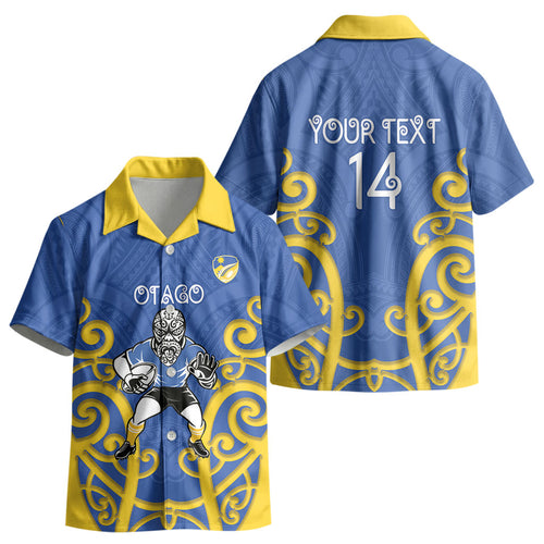 Otago Custom Rugby New Zealand Kid Hawaiian Shirt Aotearoa Maori Pukana Tiki Mascot