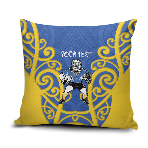Otago Custom Rugby New Zealand Pillow Cover Aotearoa Maori Pukana Tiki Mascot