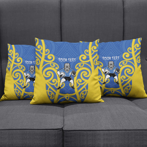 Otago Custom Rugby New Zealand Pillow Cover Aotearoa Maori Pukana Tiki Mascot