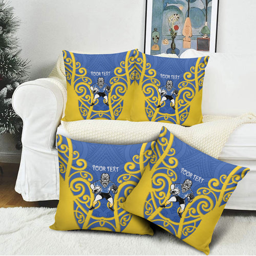 Otago Custom Rugby New Zealand Pillow Cover Aotearoa Maori Pukana Tiki Mascot