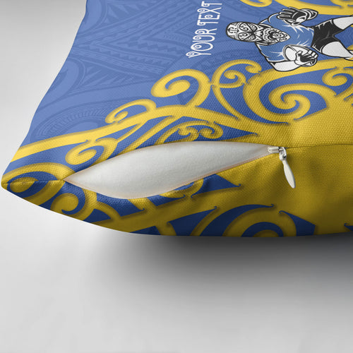 Otago Custom Rugby New Zealand Pillow Cover Aotearoa Maori Pukana Tiki Mascot