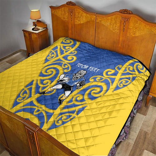 Otago Custom Rugby New Zealand Quilt Aotearoa Maori Pukana Tiki Mascot