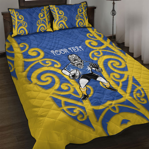 Otago Custom Rugby New Zealand Quilt Bed Set Aotearoa Maori Pukana Tiki Mascot