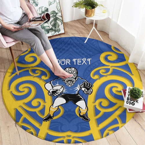 Otago Custom Rugby New Zealand Round Carpet Aotearoa Maori Pukana Tiki Mascot