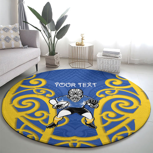 Otago Custom Rugby New Zealand Round Carpet Aotearoa Maori Pukana Tiki Mascot