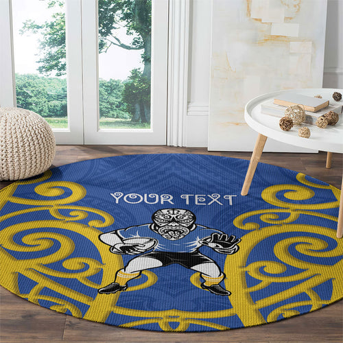 Otago Custom Rugby New Zealand Round Carpet Aotearoa Maori Pukana Tiki Mascot