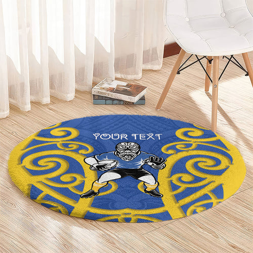 Otago Custom Rugby New Zealand Round Carpet Aotearoa Maori Pukana Tiki Mascot