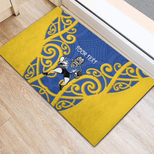 Otago Custom Rugby New Zealand Rubber Doormat Aotearoa Maori Pukana Tiki Mascot