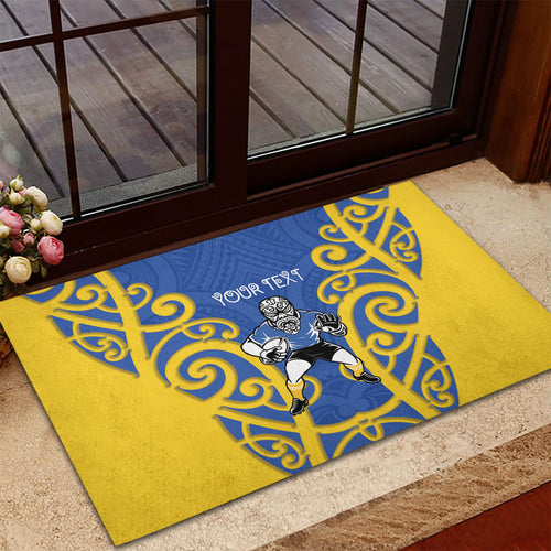 Otago Custom Rugby New Zealand Rubber Doormat Aotearoa Maori Pukana Tiki Mascot