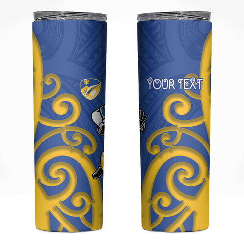 Otago Custom Rugby New Zealand Skinny Tumbler Aotearoa Maori Pukana Tiki Mascot