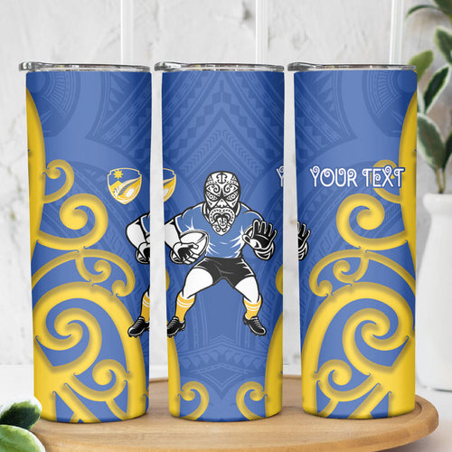 Otago Custom Rugby New Zealand Skinny Tumbler Aotearoa Maori Pukana Tiki Mascot