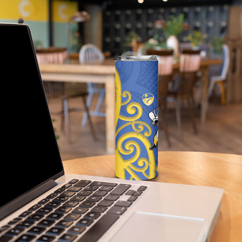 Otago Custom Rugby New Zealand Skinny Tumbler Aotearoa Maori Pukana Tiki Mascot