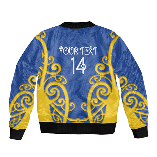 Otago Custom Rugby New Zealand Sleeve Zip Bomber Jacket Aotearoa Maori Pukana Tiki Mascot