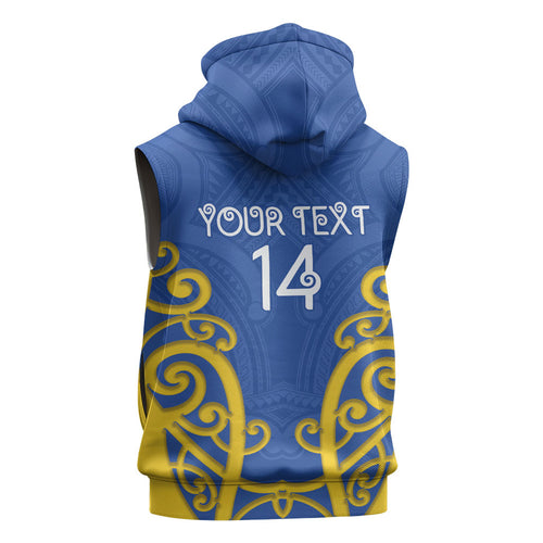 Otago Custom Rugby New Zealand Sleeveless Hoodie Aotearoa Maori Pukana Tiki Mascot