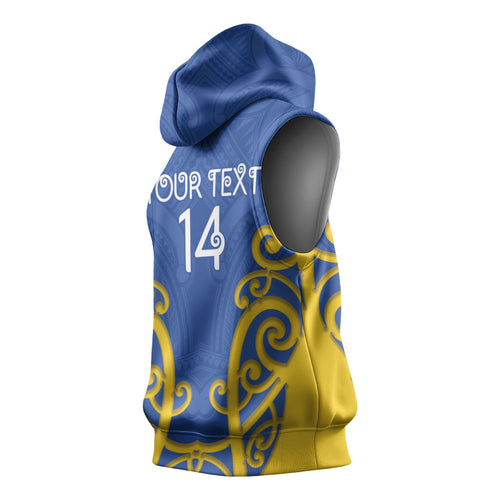 Otago Custom Rugby New Zealand Sleeveless Hoodie Aotearoa Maori Pukana Tiki Mascot